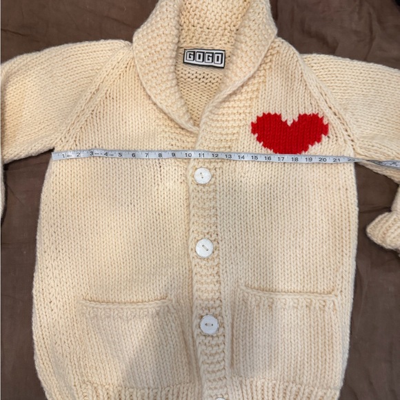 GOGO Cream Cardigan with Red Heart - Picture 3 of 7